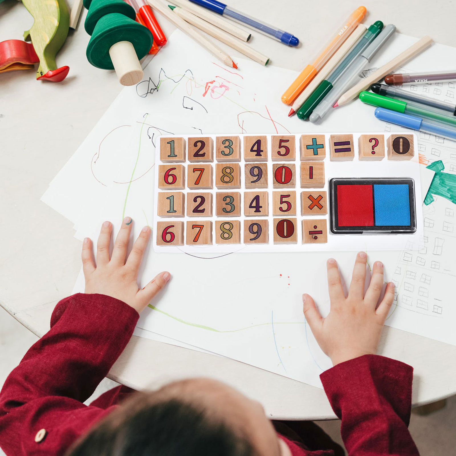 1 Set Stempel Angka Kayu, Alat - Kids Education Number ulasan dan harga